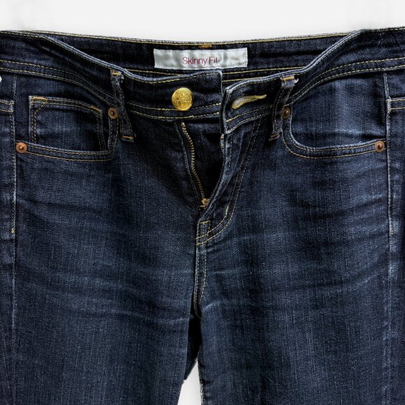 UNIQLO Mid Rise Straight Leg Jeans Dark Wash Size 23 Stretch 32.75 Inseam - Picture 4 of 7